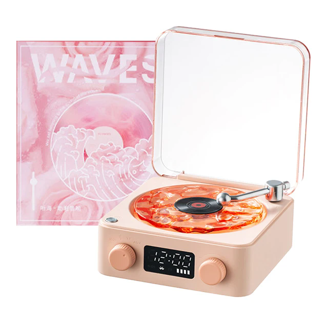 Waves Vinyl Player Portable Speaker with White Noise Dynamic RGB Light Retro Vintage Sleep Aid Turntable Speaker Home Theater Waves Vinyl Player Portable Speaker with White Noise Dynamic RGB Light Retro Vintage Sleep Aid Turntable Speaker Home Theater